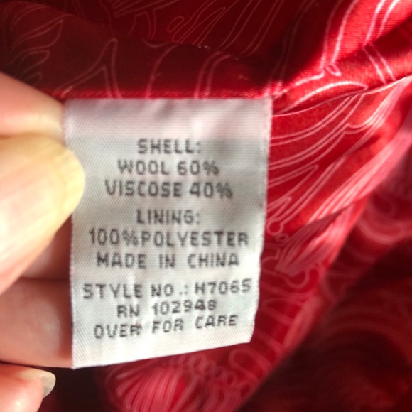 Tulle red wool long peacoat junior size medium - Picture 6 of 6